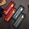 Dinnerware Sets Stainless Steel Knife And Fork Set Net Red Portuguese Tableware Four Piece Western Gift Box Gold