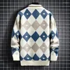 Heren truien winter topkwaliteit mink cashmere trui mannen half coltrui mode argyle heren zachte warme heren kerst jumper