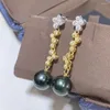 Dangle Earrings D420 Pearl Fine Jewelry 925 Sterling Silver 8-9mm Fresh Water Peacock Green Pearls Drop For Women