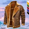 Herrjackor mocka retro män vinter skinnjacka 2022 mode mäns plus sammet lapel päls rockar manlig tjock varm casual motorcykel