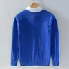 Men's Sweaters Classic Cotton Crewneck Knit Sweater Men's Spring Autumn Embroidered Cloth Patch M-3XL 8507