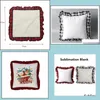 Cushion/Decorative Pillow Diy Sublimation Blank Pillow Case Red Lattice Heat Transfer Printing Cushion Er Throw Sofa Pillower Home D Dhbwv