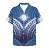 M￤ns casual skjortor 2022 stil m￤ns kubansk skjorta polynesisk stam kort ￤rm lapel semester strand flagga logotyp m￶nster tryck t-shirt