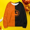 Men's Hoodies Fashion 2022 Male Sweatshirt Men Women Couple Halloween Pumpkin Print Long Sleeved Round Neck Hoodless