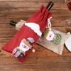 Juldekorationer Vinflaska täcker Xmas Santa Claus champagne påse hem matbord dekoration dekorera navidad gåva