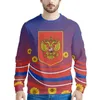 Suéteres para hombres Slim Fit Ropa deportiva para hombres El mapa de Rusia y diseño de estampado de girasoles rojos Hombres Casual Pullover O-cuello Sweatershirt