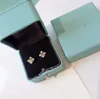 Luxury Schlumberger Charm Earrings Designer S925 Sterling Silver Gold Cross Square Zircon Crystal Earrings for Women With Box