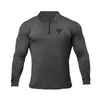 Men's Polos Brand Gyms Fashion Zipper Polo Shirt Mens Muscle Workout Running Breathable Sports Long Sleeve Training Fitness Shirts