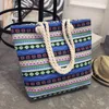 Borse da sera Winmax Summer Women Canvas Stile bohémien Borse casual Shopping Big Bag Donna Spalla a righe Beach Messenger floreale