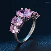 Anneaux De Mariage Garilina Europe Et Les États-Unis Incrusté De Zircon Cubique Rose De Mode Exquis Bague De Couleur Argent Pour Les Femmes AR2264