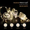 Juldekorationer 4m 40Led Fairy String Lights Waterproof Copper Wire Ribbon Bows For Party Weddings Holiday Tree