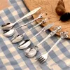 Spoons Vintage Fork Mini Royal Style Metal Gold Carved Coffee Spoon Fruit Prikkers Dessert Kitchen Tool Teaspoon Drop Delivery 2022 Smt93