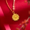 Pendant Chain Necklace New Fashion Sweet and Lovely Little Daisy Flowers 18K Yellow Gold Filled Drop Pendant Hot Friend Gift Jewelry Women