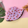 Berretti Cappelli da donna a secchiello Cappellini da pescatore a fragola reversibili a doppia faccia a tesa larga Cappello da sole estivo per lo shopping da viaggio