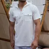 Hommes chemises décontractées hommes T-Shirts mode Blouse haut homme chemise couleur unie à capuche à manches courtes été ample pour les vêtements pour hommes