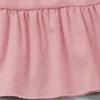 Kız elbise fırfır kollu bebek elbise bahar sonbahar sevimli prenses parti vestidos toddler kızlar pembe kıyafetler zarif