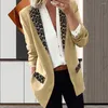 Abiti da donna Blazer da donna alla moda Giacca da abito anti-pilling aderente da donna Risvolto con stampa patchwork leopardata