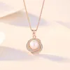 Correntes GCC159 S925 Sterling Silver Rose Flower Pingente Feminino Sen Pearl Colar simples e versátil Chain Chain Day Day Gift