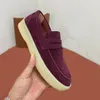 Zapatillas de cuero para hombres de gamuza loro tipe de lujo zapatillas de lujo diseñador platero de diseño de piso de lealicidad