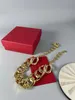 Luxury V Designer Chain Colar Crystal cobre com gargantilha de corrente de grossa redonda de 18k Gold para mulheres jóias