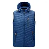 Men's Vests Mcikkny Mens Winter Down Vest Coats Hooded Warm Waistcoats For Male Size M-4XL Zipper Pockets Windbreak