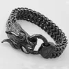 Lien Bracelets Acier Inoxydable Or Noir Argent Couleur Dragon Fermoir Rock Figaro Chaîne Bracelet Homme Bracelet Hip-Hop Amis Main Bijoux