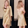 Women's Sleepwear Birdsky 1PC Women Sexy Nightwear Slip Dress Nightgown Nightdress Long Sleeve Robe Gown Lace Mulberry Silk S-309