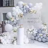 Party Decoration Grey White Silver Balloon Garland Arch Kit med 18 tum latex f￶r br￶llop f￶delsedag baby shower bakgrund