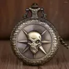 Pocket Uhren hochwertige Vintage Bronze/Schwarz Quarz Hollow Skull Chain f￼r M￤nner Frauen Anh￤nger Halskette Geschenke