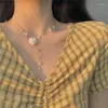 Choker Flower Butterfly Design Pearl Necklace Long Tassel CLAVICLE COLLABONE CHEAN