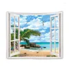 Tapestries Beach Outside The Door Tapestry Hippie Wall Hanging Large Printed Landscape Ocean Art Cloth Carpet Ceiling Room Decor
