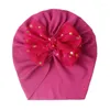 Hair Accessories Lovely Shiny Bowknot Baby Hat Cute Solid Color Girls Boys Turban Soft Born Infant Cap Beanies Head Wraps