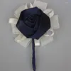 Flores decorativas 1 peça Corsage de casamento noivo Boutonniere Party Prom Man Han Fabric Rose com Gaze Ribbon Moman Suitle Broche Flower