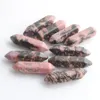 Wholesale Loose Gemstones Hexagonal Healing Pointed Reiki Chakra Natural Rhodonite stone 30x8mm No Drilling Hole Pendant Beads U3313