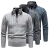 Herentruien Comfortabele gestreepte textuur Anti-pilling Pure Color Men Sweater Kleding