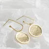 Dangle Earrings Genuine 925 Sterling Silver Drop For Women Korean Statement Geometric Round Gold Earring Fine Jewelry Wholesale