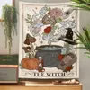 Arazzi The Witch Tarot Card Tapestry Wall Hanging Retro Witchy Boho Cottage Core Home Decor Hippie Mushroom Carpet Decoration