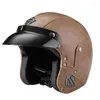 Motorcycle Helmets Retro Helmet Vintage Half 3/4 Leather Personality Pedal Electric Vehicle