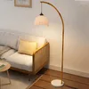Floor Lamps Vintage Blooming Lamp Wooden Nordic Marble Bedside Stand Lampshade Lampen Wohnzimmer Moderne Decoration