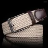 Belts Canvas Belt Casual Men's Free Punch Pin Buckle Lengthened Golf Fashion Stretch Woven Elastic Trousers