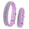 Dog Collars Bling Rhinestones Collar Pink Pu Leather For Small Dogs Puppy Accessories Pet Supplies Red Black Blue Colors