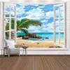 Tapestries Beach Outside The Door Tapestry Hippie Wall Hanging Large Printed Landscape Ocean Art Cloth Carpet Ceiling Room Decor