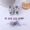 Girl Dresses 3Pcs/Set Sequin Floor Slipper Socks Yarn Bow Elastic Headband For Kids Baby Girls 0-12 Months