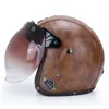 Casques de moto Rétro Abs Matériel Open Face 3/4 Ouvert Ge Vintage Sécurité Moto Capacete Motoqueiro Pilot Jet Casque Café Racer