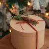 Gift Wrap Large Round Kraft Paper Box Biscuit Candy DIY Baking Packaging For