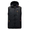 Men's Vests Mcikkny Mens Winter Down Vest Coats Hooded Warm Waistcoats For Male Size M-4XL Zipper Pockets Windbreak