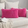 Taie d'oreiller en fourrure douce, housse de canapé décorative en peluche blanche et rose, pour chambre à coucher et salon, 50x70cm 45x45cm