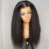 거친 Yaki Kinky Straight Wig Transparent 360 Full Lace Frontal Wig Curly Human Hair Wigs 360 사전 뽑은 글루이지 클로저 Remy 130% HD Invisible