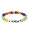 Charm-Armbänder KKBEAD Boho Buntes Emaille-Fliesenarmband Schmuck Buchstabe MAMA DAUGTHER Femme Muttertagsgeschenk für MOM Schmuck