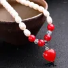 Pendentifs Style rétro collier de perles de culture d'eau douce naturelles mode pendentif en agate en forme de coeur coquille envoyer